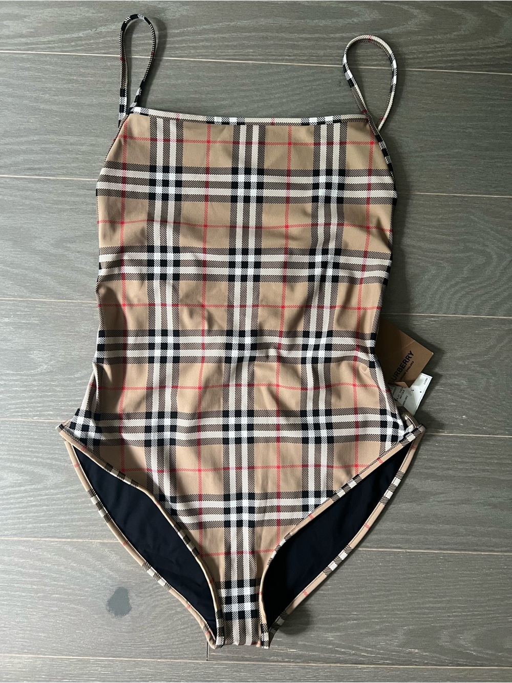 Authentic Burberry Archive Beige Check One-Piece Swimsuit